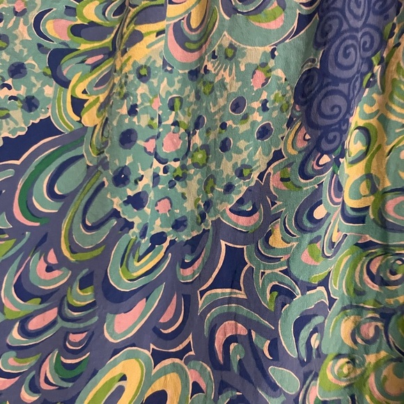 Lilly Pulitzer Lilly’s Lagoon Print Elsa Silk Sea Blue Top Blouse Size Small - Picture 9 of 13